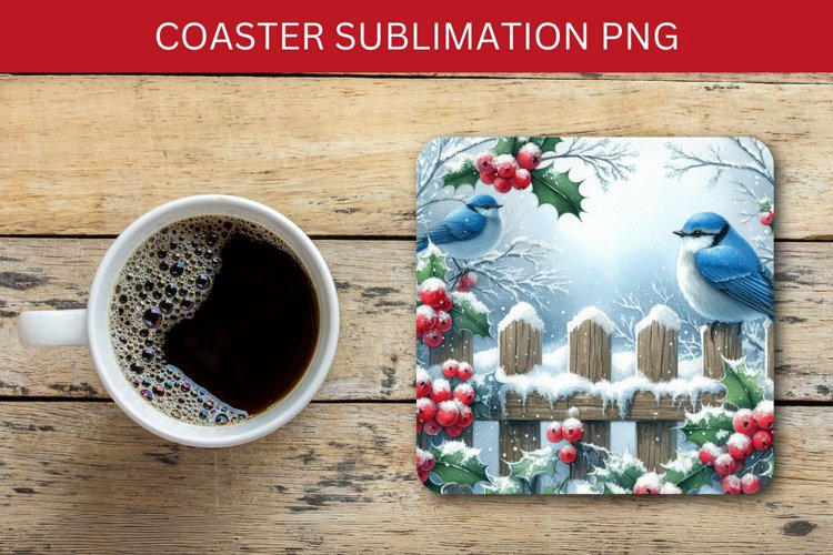 square coaster - hummingbird in the snow example image 1