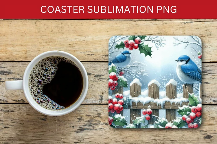 square coaster - hummingbird in the snow