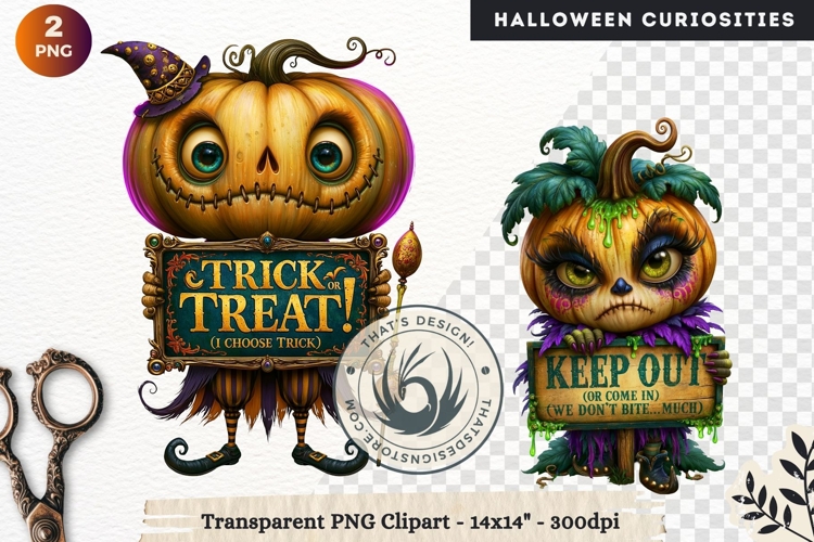 Surreal Halloween Character Cliparts Spooky Curiosities