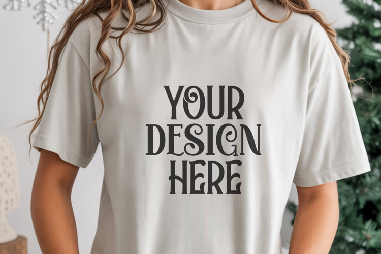 Grey Comfort Colors 1717 Christmas Mockup, CC 1717