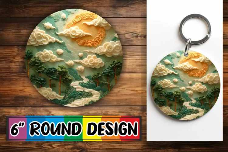 Springtime Beauty View Circle Kaychain Sublimation Design