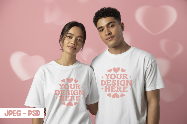 Valentine Couple T Shirt PSD JPEG Mockup
