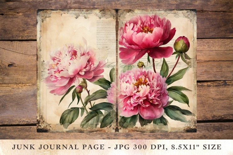 Printable Junk Journal Pages peonies 4