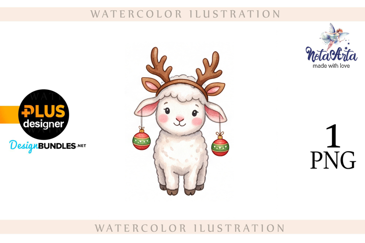 Christmas Sheep in Watercolor Style