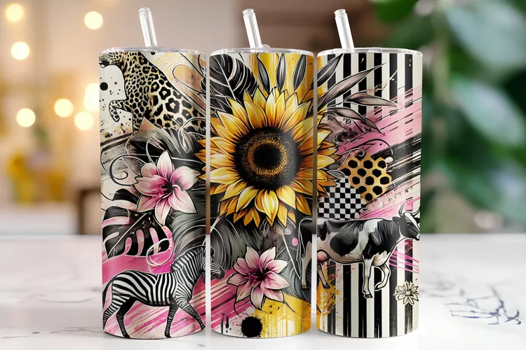 Animals & Sunflower Tumbler Wrap | Sublimation | Tumblers