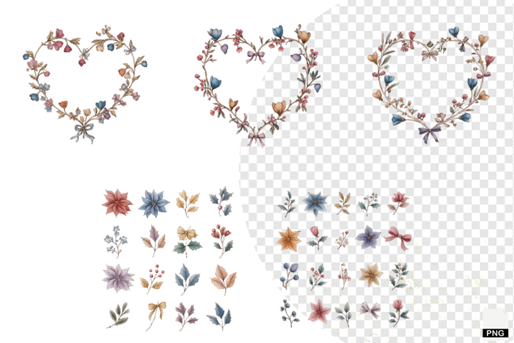 Christmas Winter Floral Borders Clipart