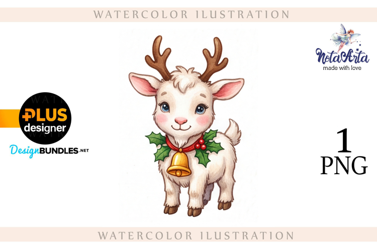 Christmas Goat in Watercolor Style