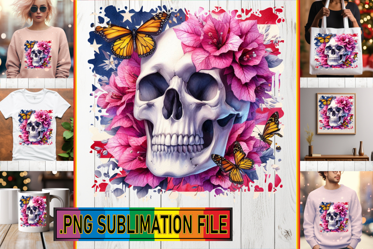 Joyful TOTE BAG Gift Ideas PNG, Skull USA