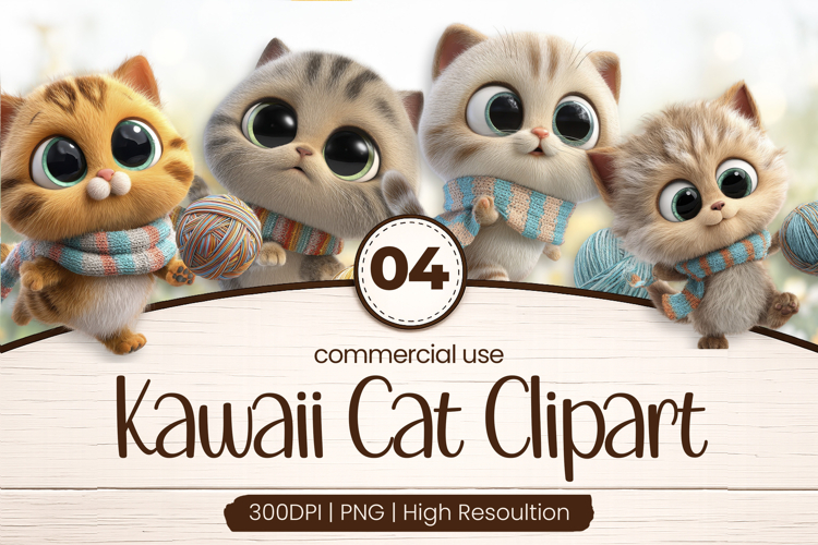 Cozy Scarf Cats Clipart Sublimation PNG