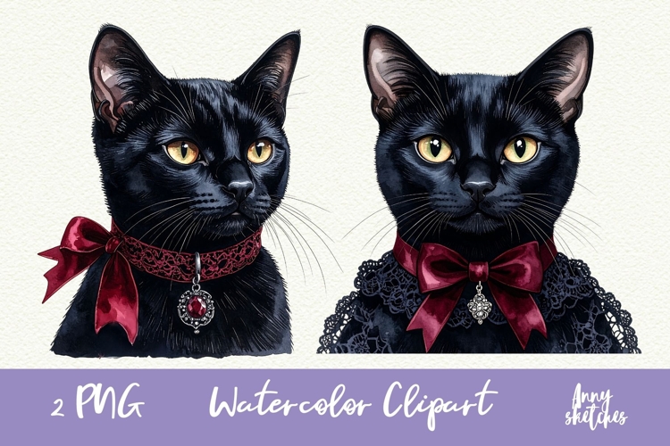2 Black Cat PNG Gothic Smut Dark Romance Clipart