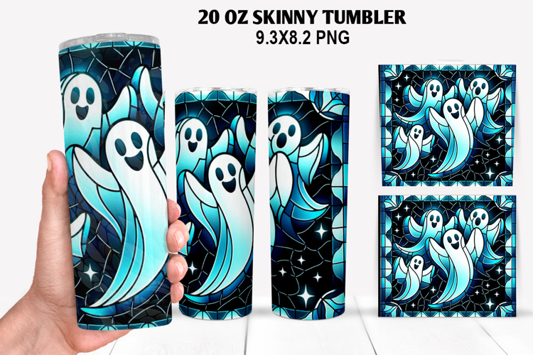 Ghost Skinny Tumbler 20oz Wrap Design, Halloween Tumbler PNG
