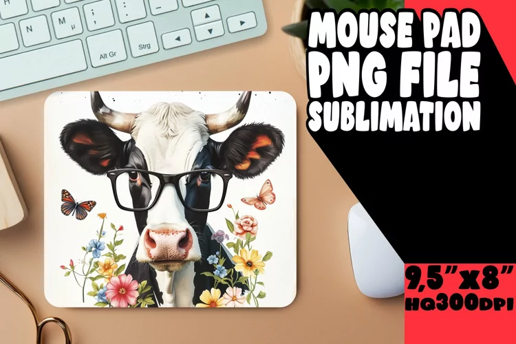 Playful Pastel Cow Mouse Pad: Spring Delight
