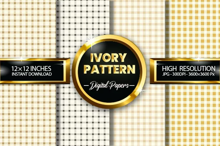 Ivory Pattern Gingham Digital Papers - 04 Variations