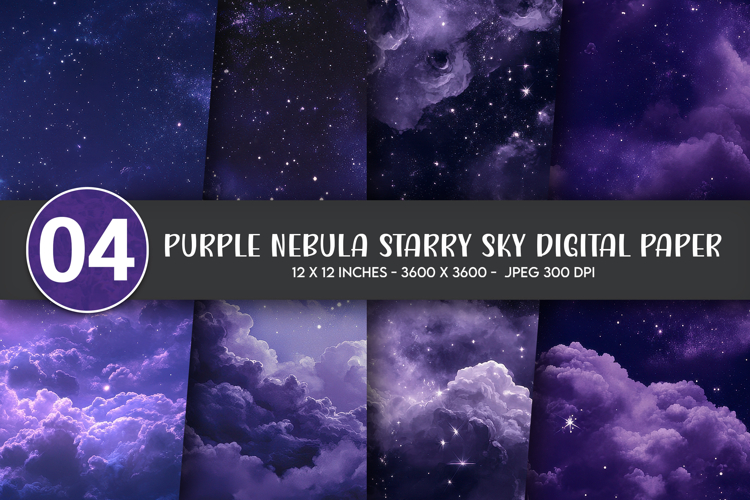 Purple Nebula Starry Sky Digital Paper