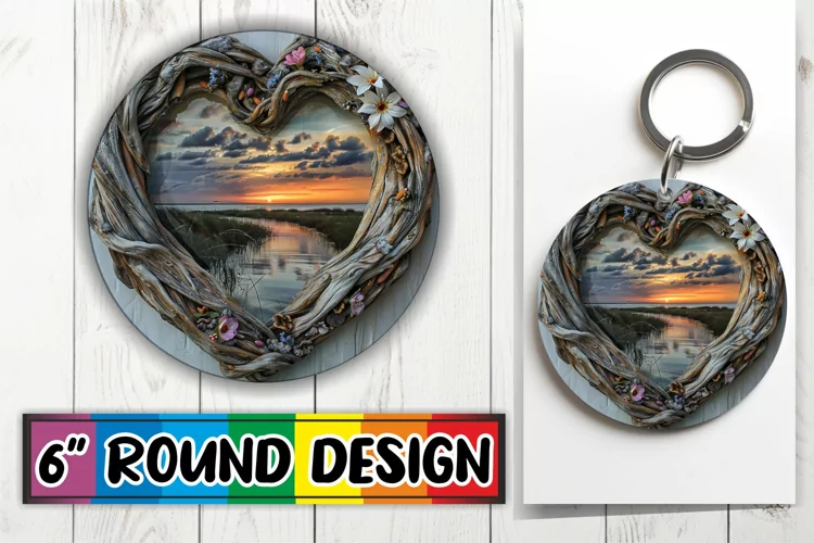 Floral Cascade Circle Design Sublimation Woodland