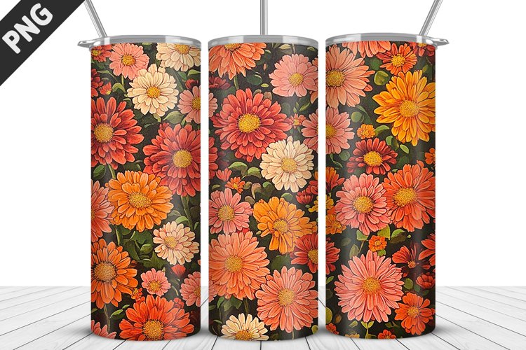 3D Prettiest Flowers Tumbler Wrap | Sublimation Design