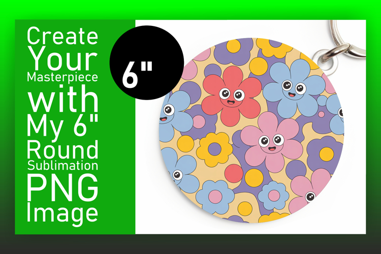 Dynamic Keychain Circle PNG Artwork , Flower Pattern