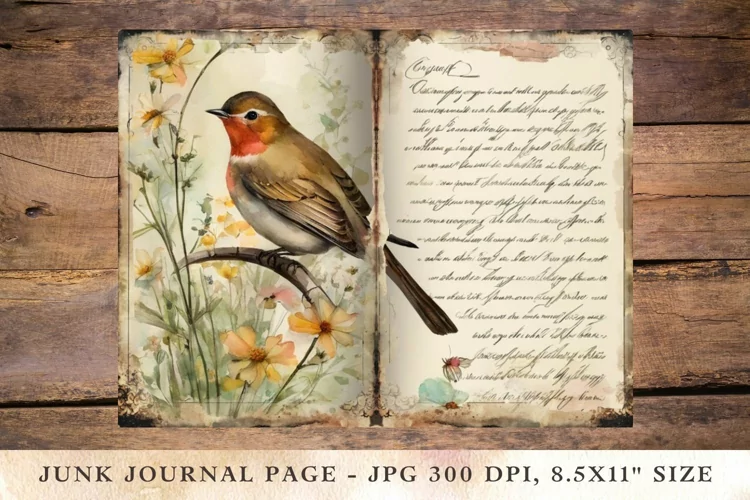 Printable Junk Journal Pages bird 2