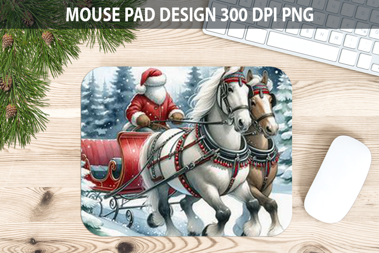 Horse Mouse pad Sublimation - Christmas Animal PNG Design example image 1