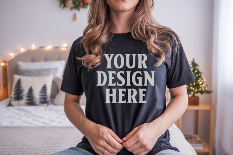 Black Tshirt Mockup Image 2