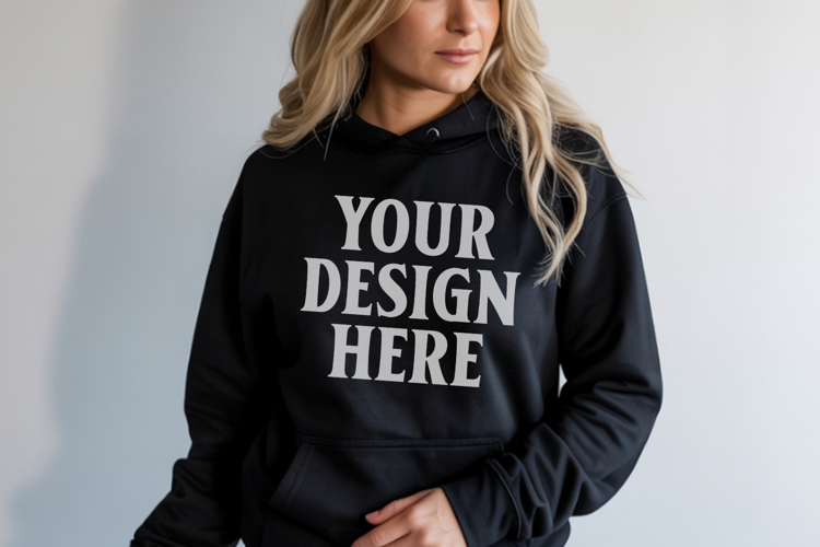 Black Gildan 18500 Hoodie Mockup, G18000 Hoodie Model mockup