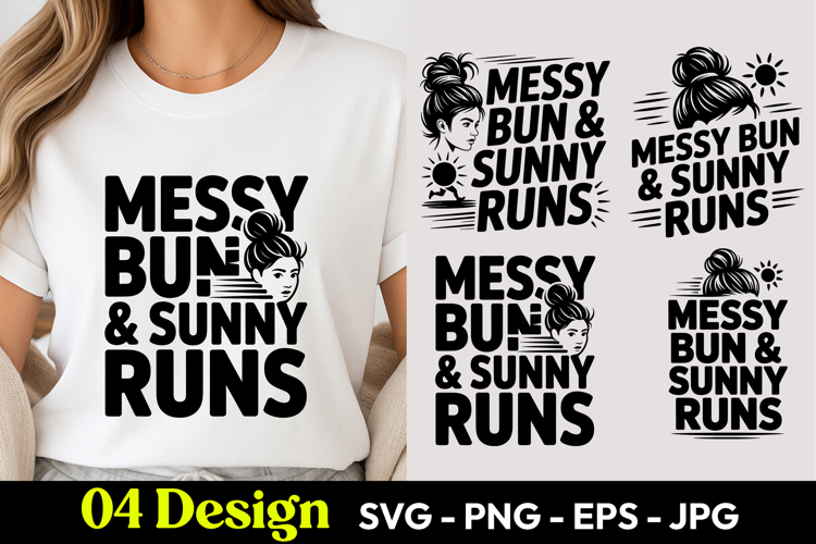 Messy Bun Sunny Runs SVG PNG