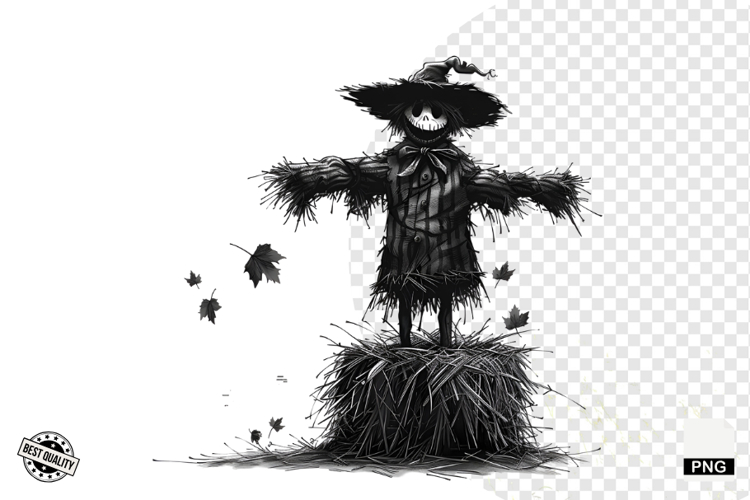 Black and White Halloween Autumn Clipart example image 1