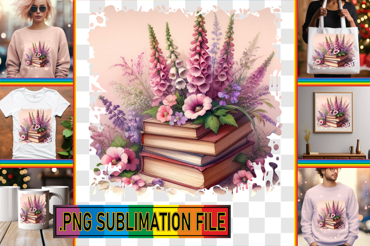 Sweet TSHIRT Magic PNG, Book and flower