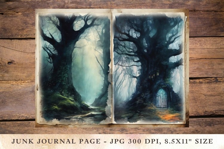 Printable Junk Journal Pages dark forest 5