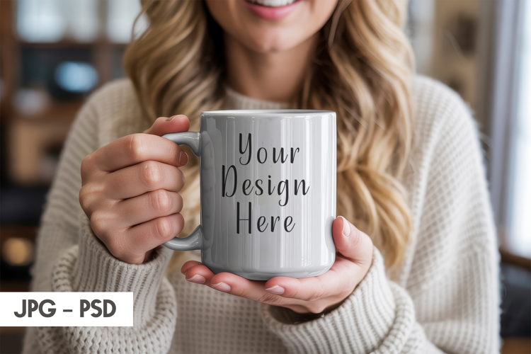 Hands Holding Mug Mockup PSD JPG
