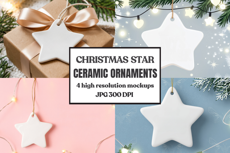 Christmas Star Ceramic Ornament Mockup | Holiday Star