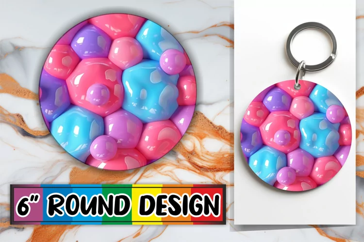 Artistic Abstract 3D Puff Round Sublimation Patterns