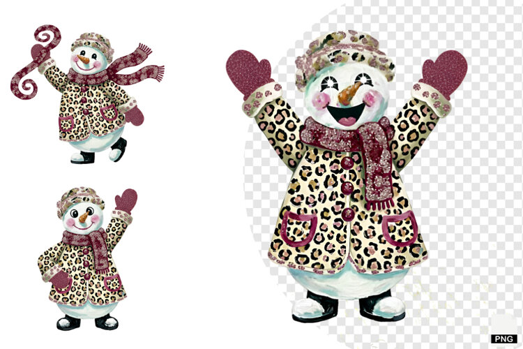 Winter Glitter Snowman Clipart example image 1