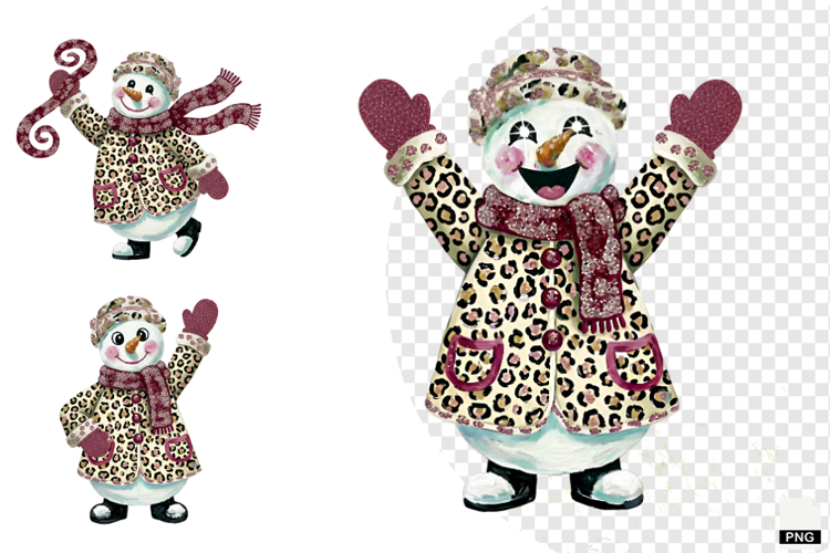 Winter Glitter Snowman Clipart