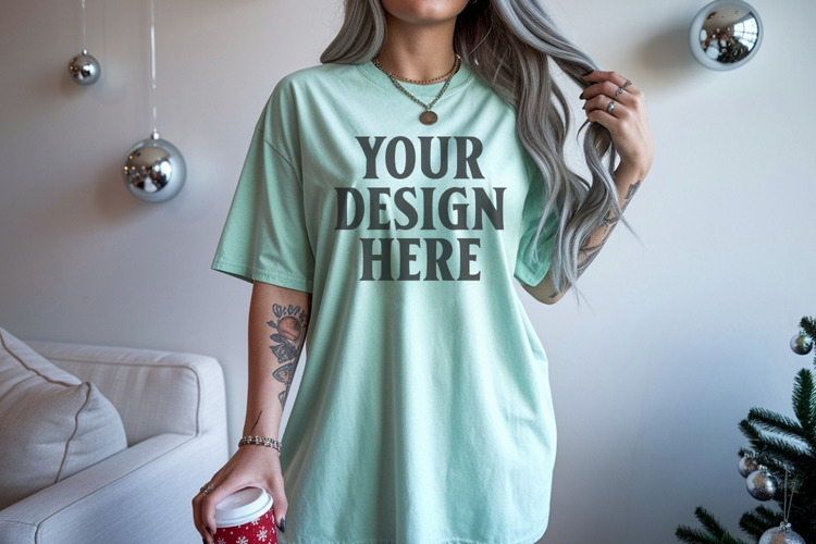 Chalky Mint Christmas Comfort Colors 1717 TShirt Mockup,cc17