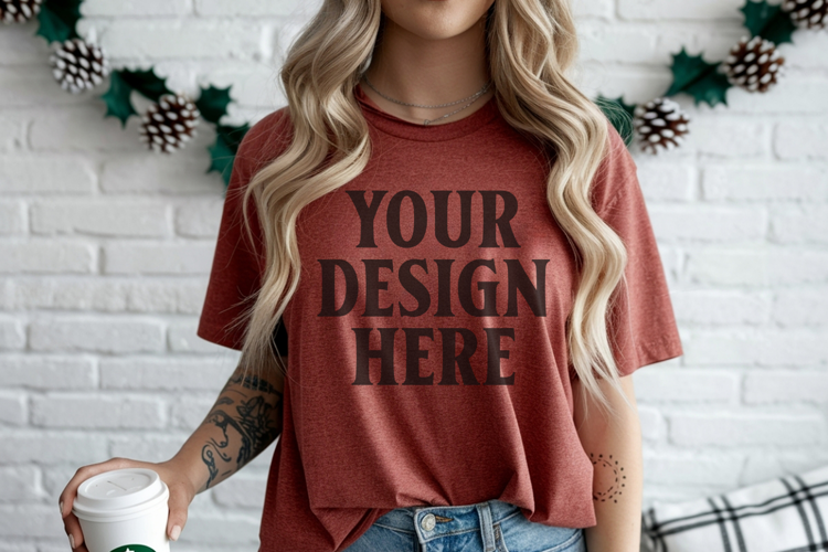 Christmas Comfort Colors 1717 Chili TShirt Mockup, CC 1717