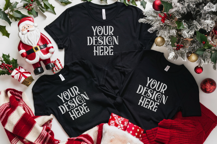 Christmas Family Matching Flat Lay T-Shirt Mockups