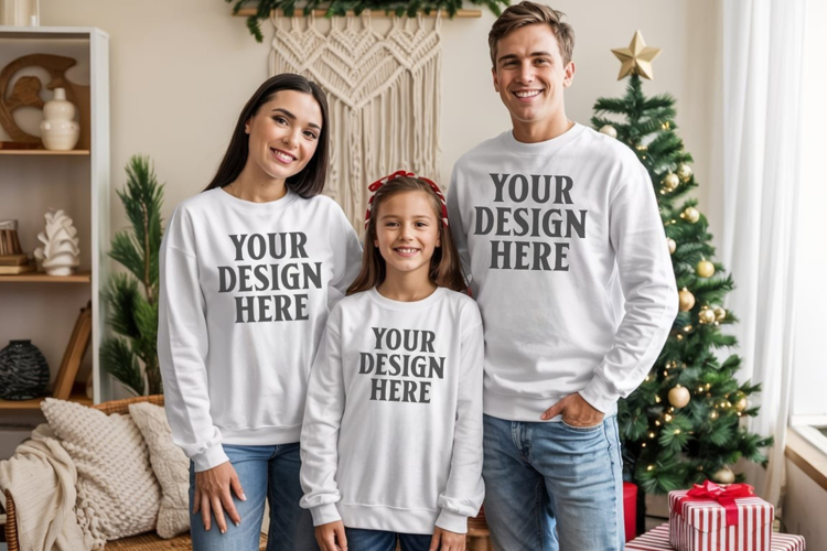 Christmas Family Matching T-Shirt Mockups | Holiday Group