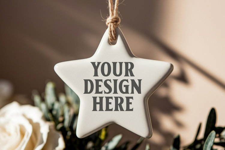 Christmas Star Ceramic Ornaments Mockup