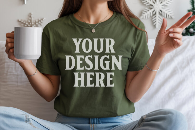 Light Green Comfort Colors 1717 Christmas Shirt Mockup, Coz example image 1