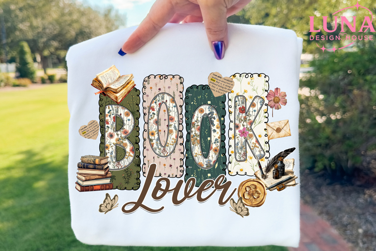 Boho Wildflower Book Lover Png, Bookish Png Cottagecore Book