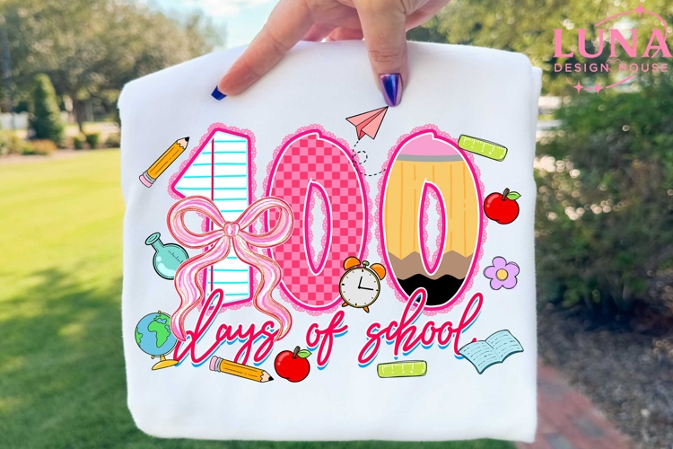 100 Days of School Coquette Png, 100 Days of School PNG