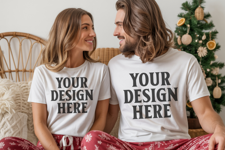 Christmas Comfort color Couple Mockup , Couple mockup