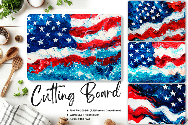 Patriotic Cutting Board USA Flag 4 of July Chopping Board_48