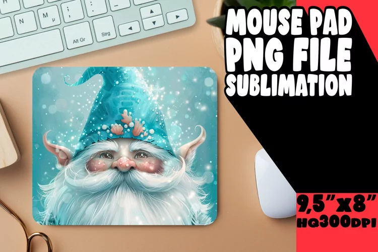 Cozy Retreat: Gnome Mouse Pad Design Sublimation Watercolor