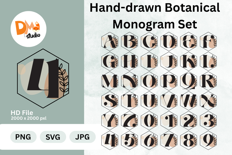 Hand-drawn Botanical Monogram Set