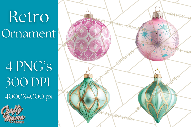 Retro Ornament Clipart PNG, Vintage Christmas Clip Art