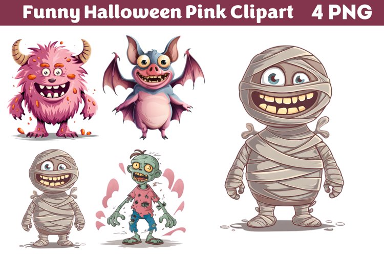 Funny Halloween Pink Clipart PNG