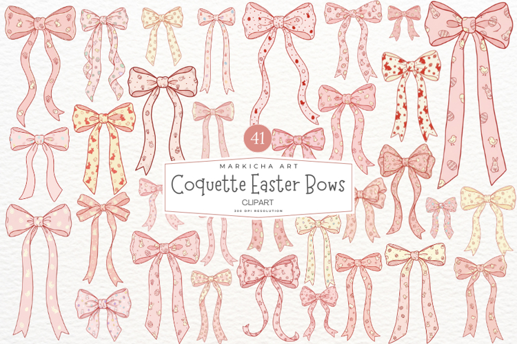 Coquette Easter Spring Bows Clipart