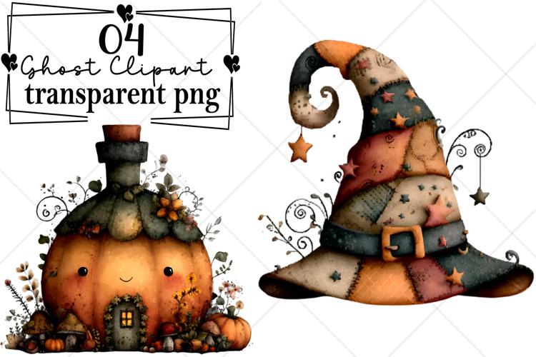 Whimsical Halloween Ghost Clipart Watercolor PNG